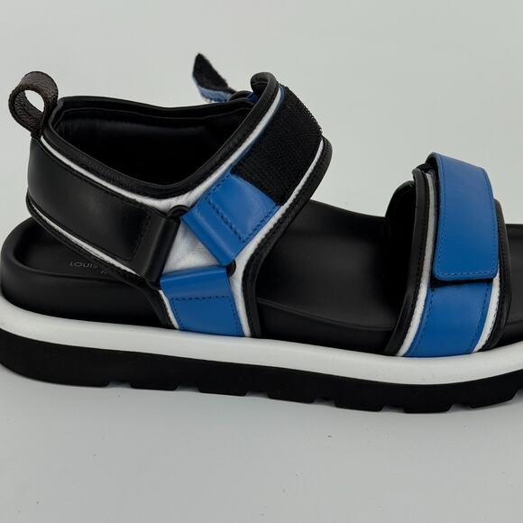 Louis Vuitton Pool Pillow Strap Sandals Blue Designer Rare Leather US 8.5 39 - Picture 12 of 15